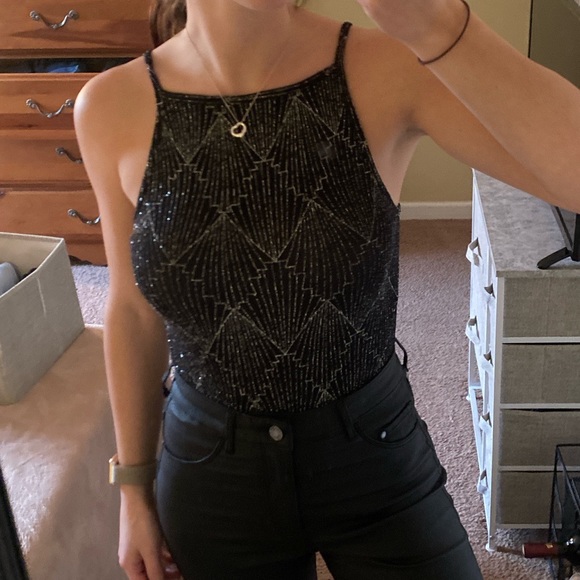 Tops - Sparkly black bodysuit